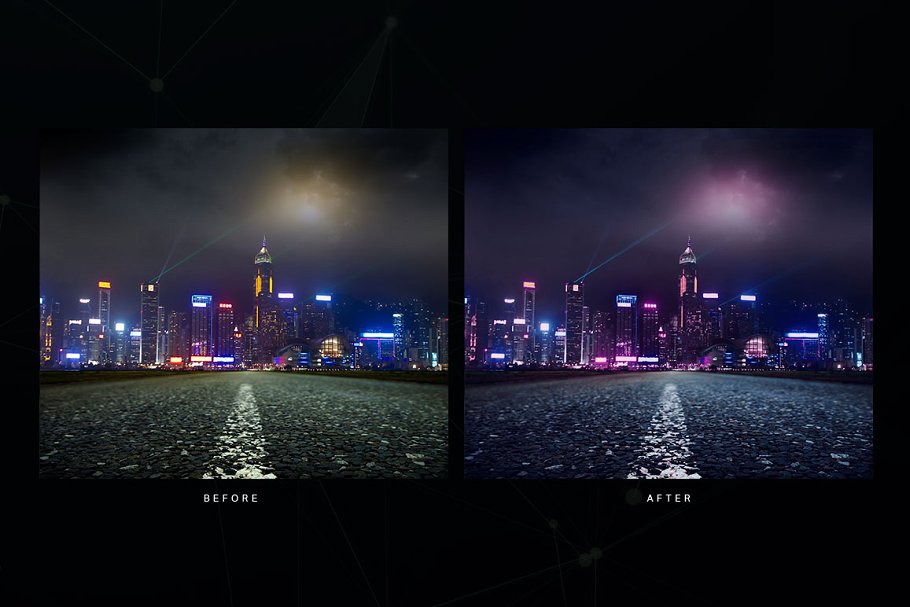 城市夜景照片滤镜PS动作 Dystopian Photoshop Actions插图(4)