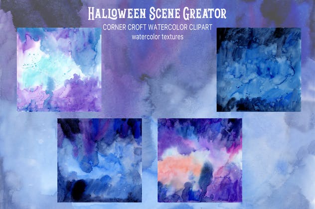 万圣节水彩元素场景生成器 Watercolor Halloween Scene Creator插图(7)