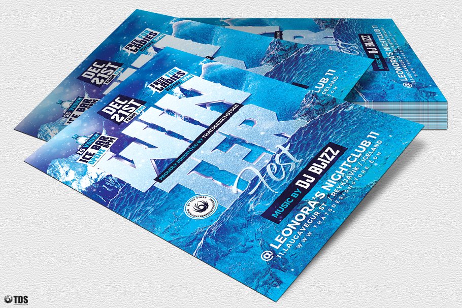 冬季DJ音乐节活动宣传单PSD模板V2 Winter Festival Flyer PSD V2插图(3)