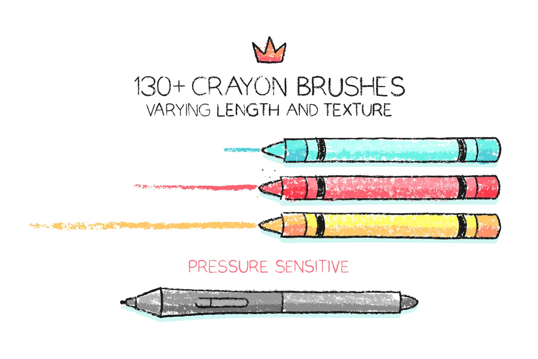 130+蜡笔笔画AI笔刷合集 Wax crayon AI brushes插图(1)
