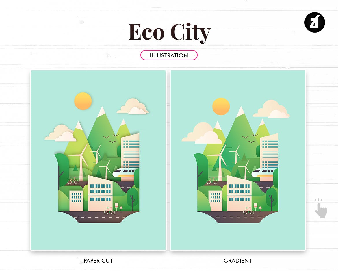 生态城市平面布局矢量概念插画 Eco city illustration with graphic layout插图(3)