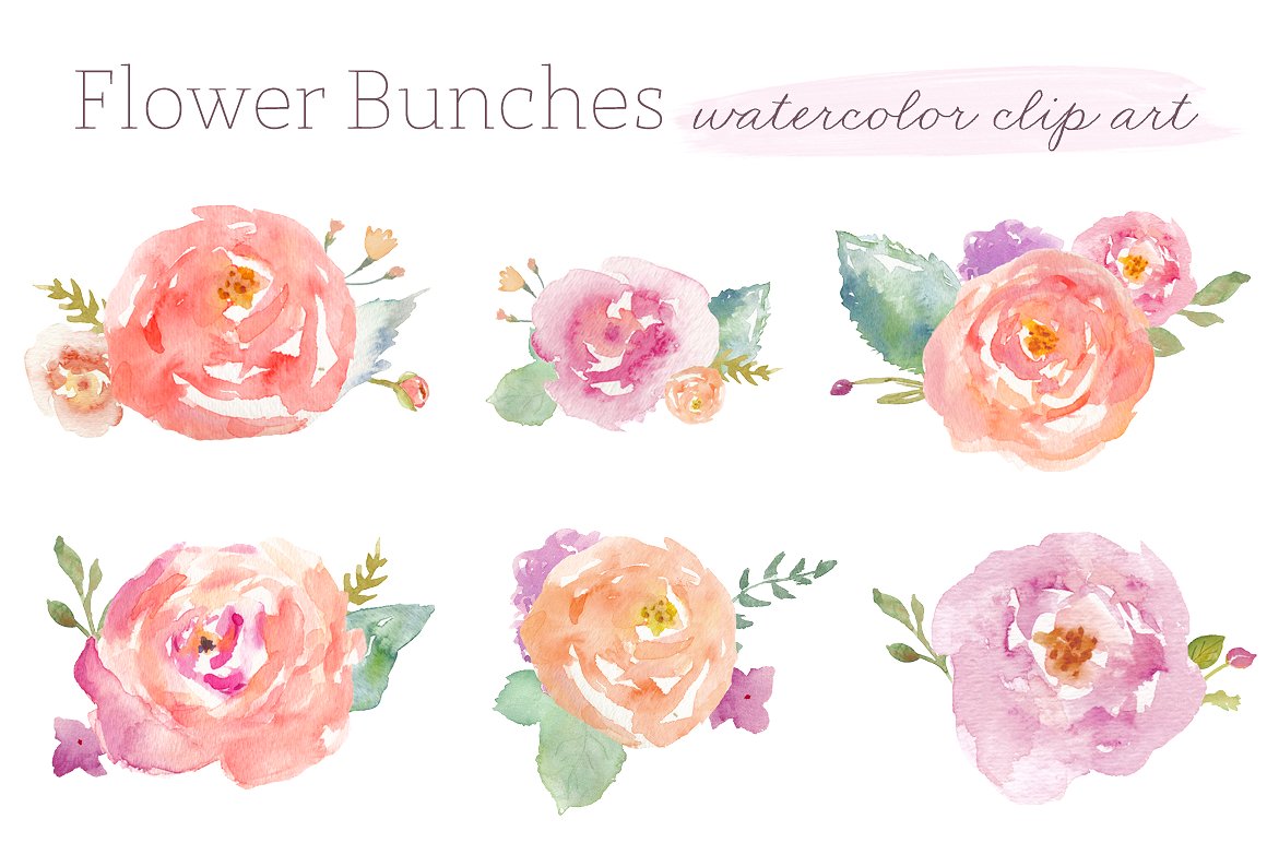 水彩花束图形 Flower Bunches插图