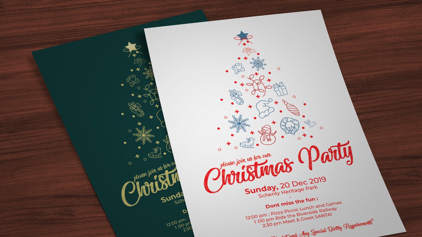 圣诞节主题派对邀请传单设计模板 Christmas Invitation Flyer插图(1)