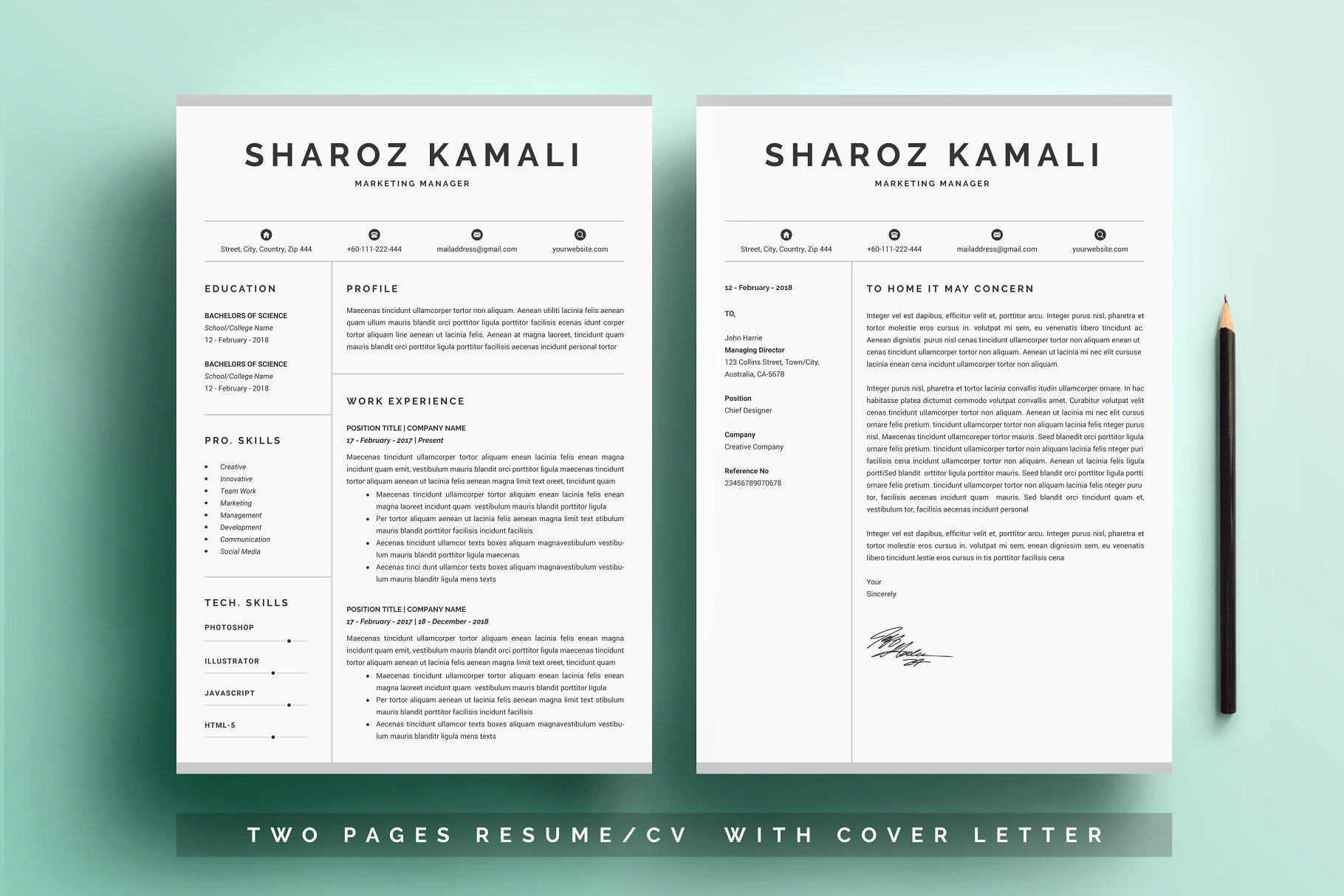 精致优雅的Word简历及求职信模板 Word Resume & Cover Letter插图(3)