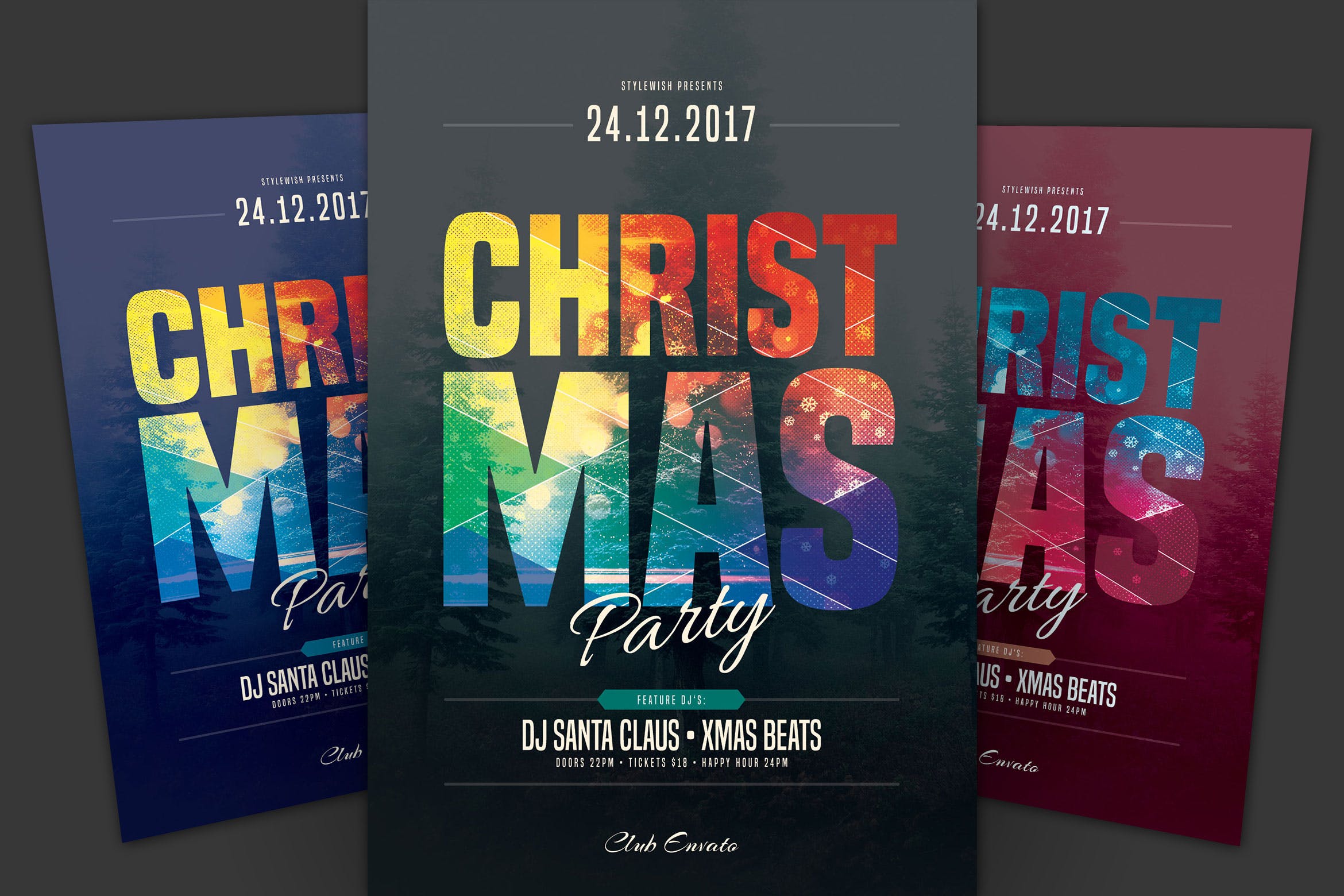 圣诞节音乐狂欢派对海报传单设计模板 Christmas Party Flyer插图