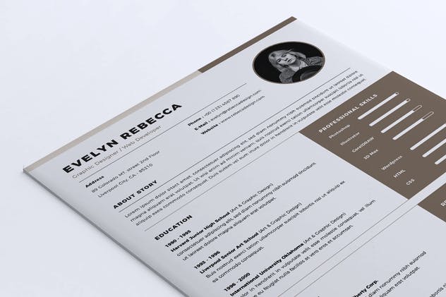 极简主义风设计师简历模板设计 Minimalist CV Resume Vol. 09插图(2)