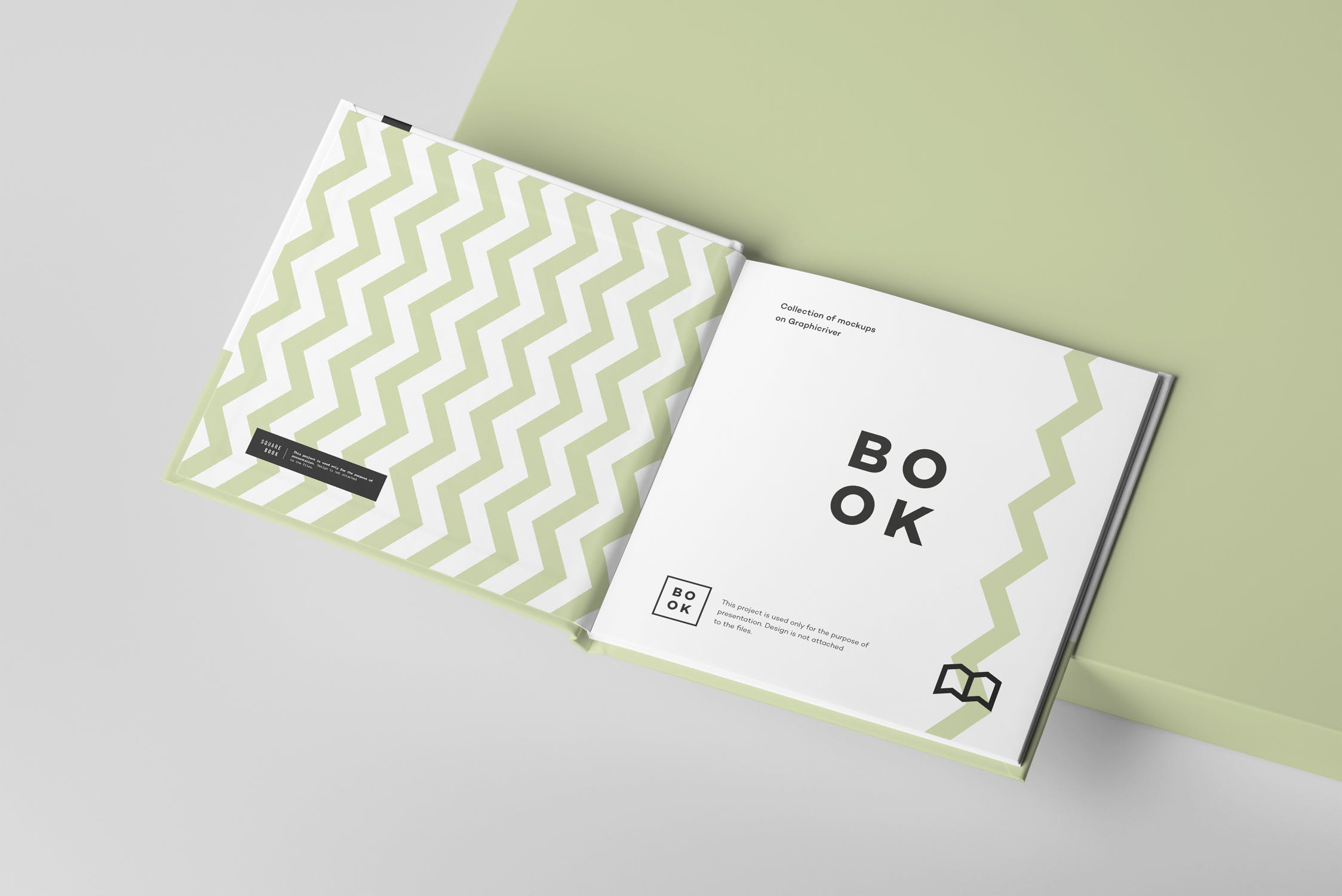 方形精装图书封面&内页版式设计预览样机 Square Book Mock up 2插图(4)