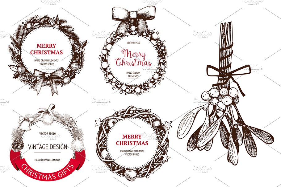 圣诞节装饰元素设计素材 Vector Christmas Design插图(2)