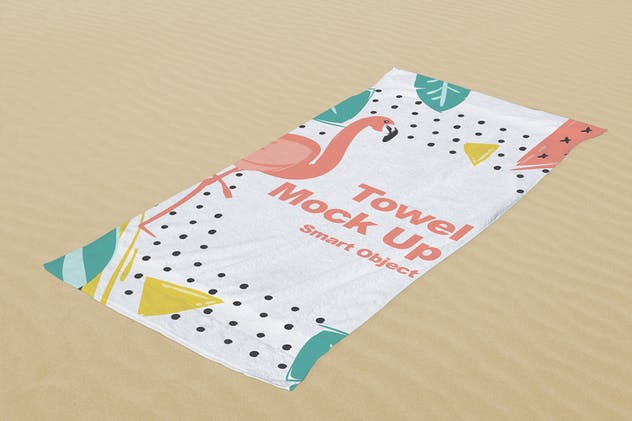 沙滩巾印花图案设计样机模板 Beach Towel Mock Up插图(2)