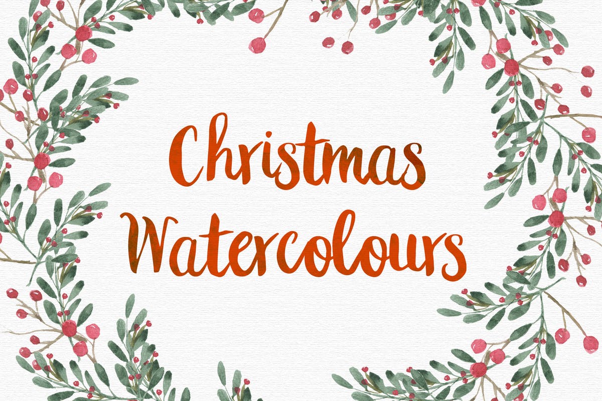 圣诞节水彩设计和剪贴画合集 Christmas Watercolor Designs and clipart插图