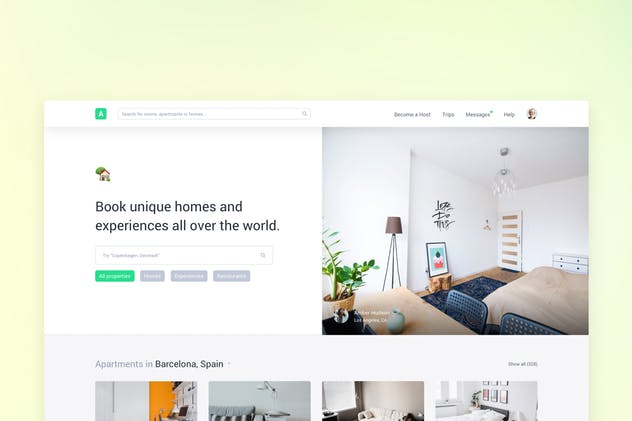 类Airbnb民宿酒店预订服务网站UI模板 Clone UI Kit – Home booking like Airbnb插图(1)