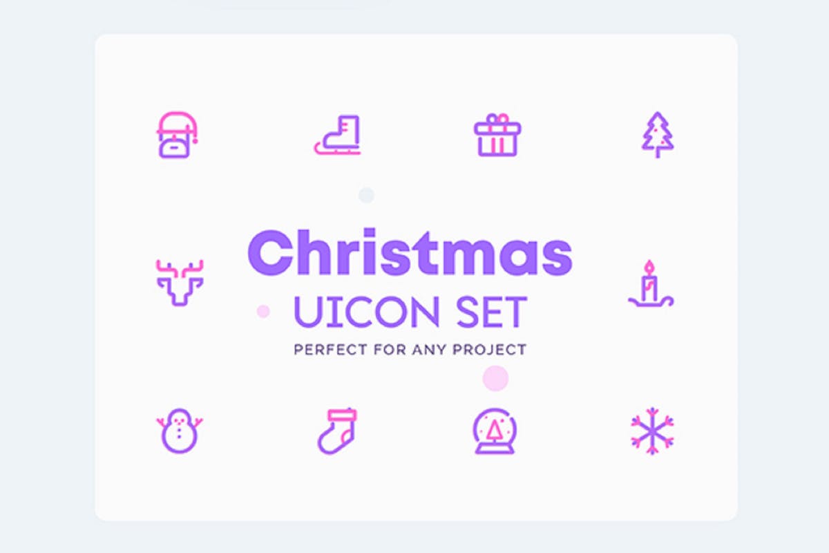 圣诞节＆冬天主题UI图标素材 UICON – Christmas, Winter Icons Set插图