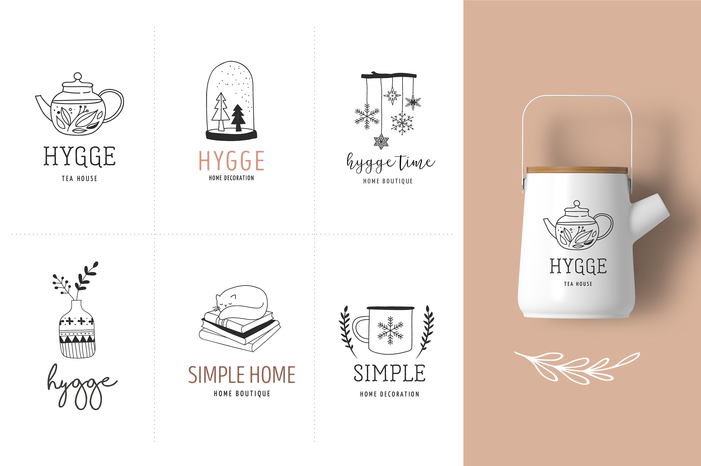 欧式手绘风格Logo设计模板 Hygge – premade logo collection插图(3)