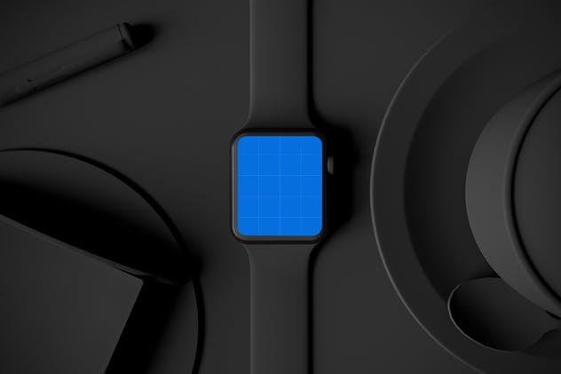 时尚深色Apple智能手表样机模板 Dark Apple watch插图(9)