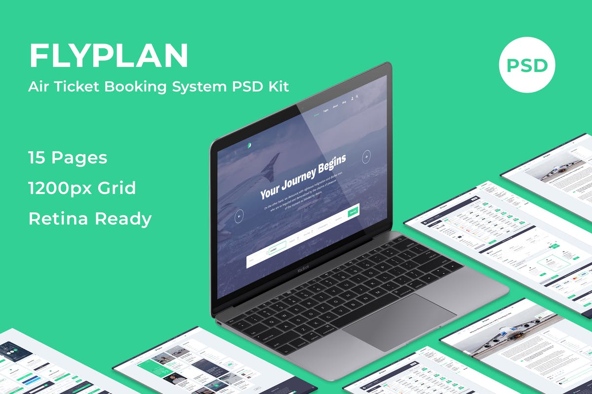 机票在线预订系统PSD网站模板 FlyPlan – Air Ticket Booking System PSD Kit插图
