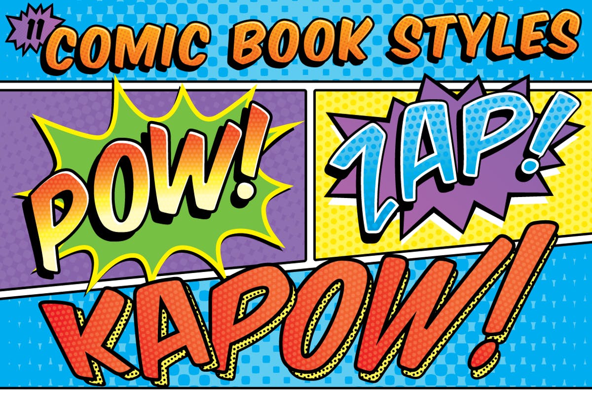 漫画书标题PS字体样式 Comic Book Text Styles插图