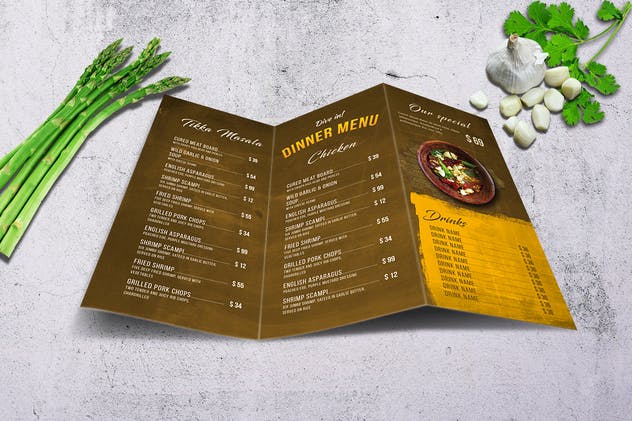 印度乡村美食菜单PSD模板套装 Indian A4 & US Letter Food Menu Bundle插图(7)