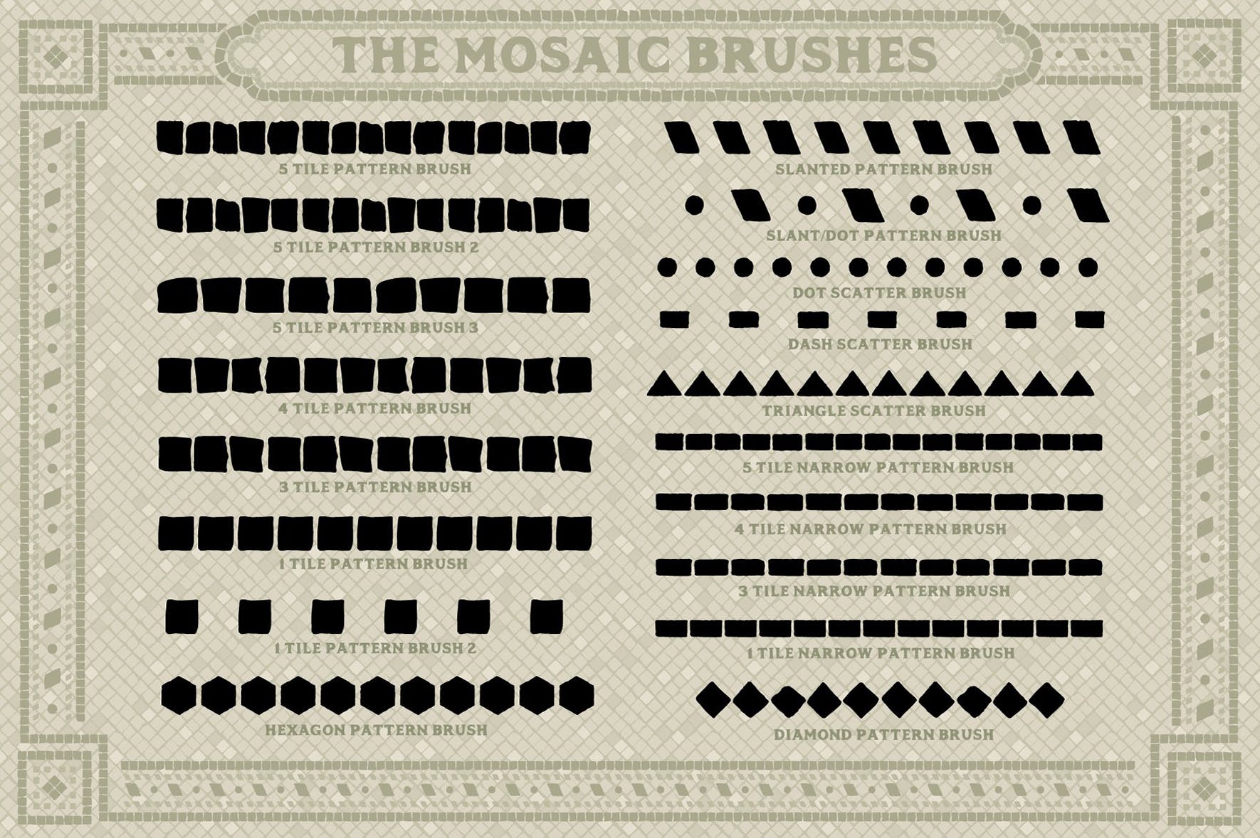古罗马马赛克瓷砖图案AI笔刷 Mosaic Maker – Brushes & Patterns插图(7)