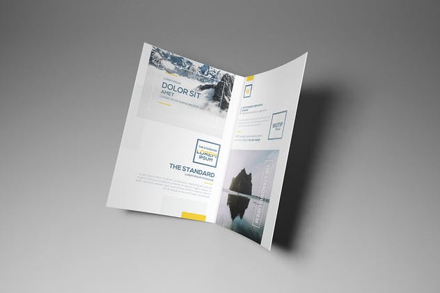 双折页A5宣传册/传单样机模板 Bi-Fold A5 Brochure/ Leaflet Mockups插图(4)