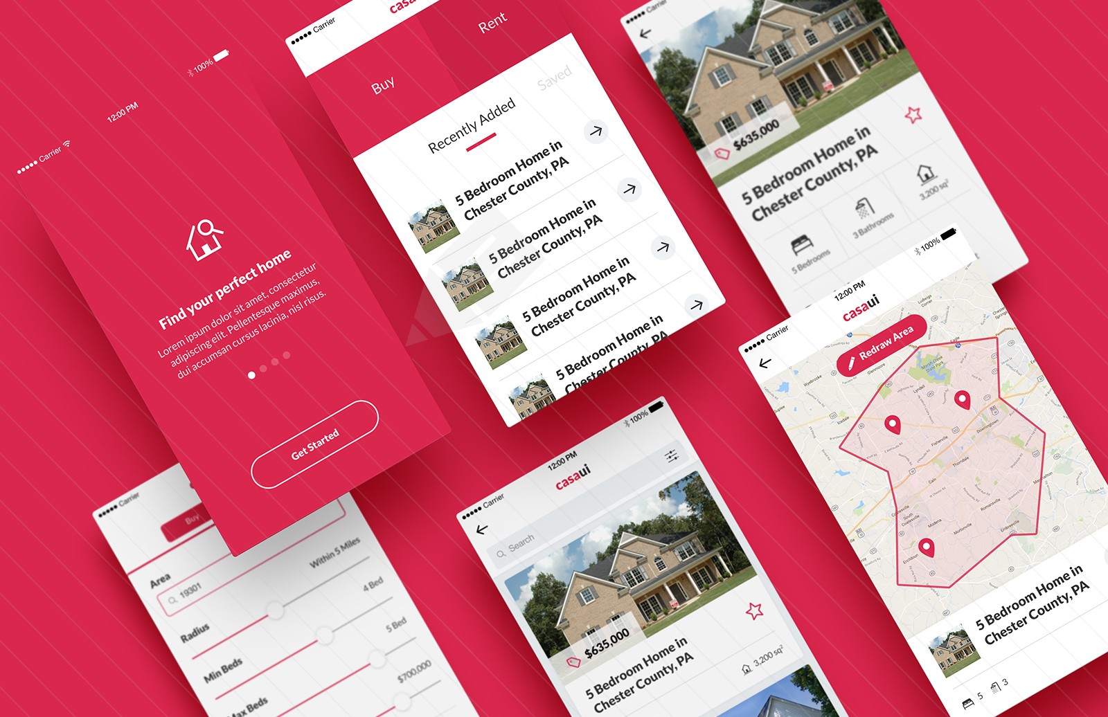房地产开发销售 APP UI 套件 Casa – Property Mobile App UI Kit插图