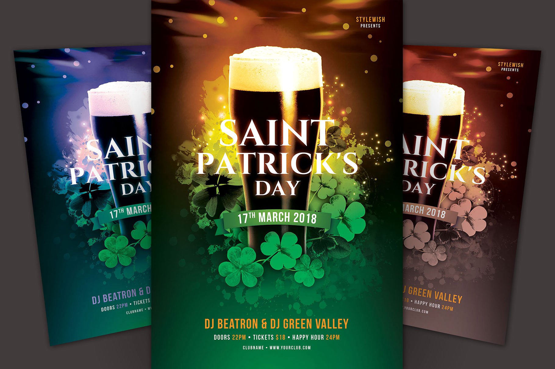 爱尔兰啤酒节宣传传单模板 Saint Patrick’s Day Flyer Template插图
