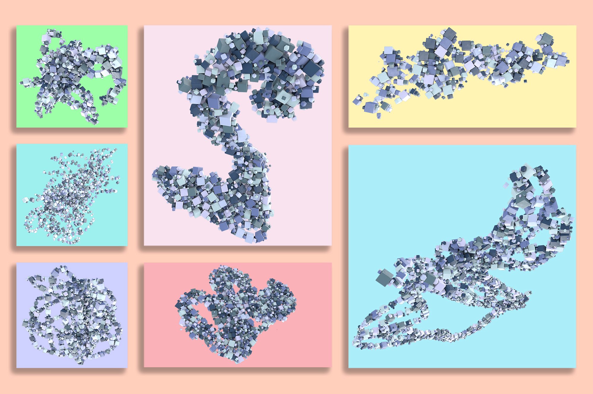 60款彩色立方体叠层背景 Cubes插图(7)