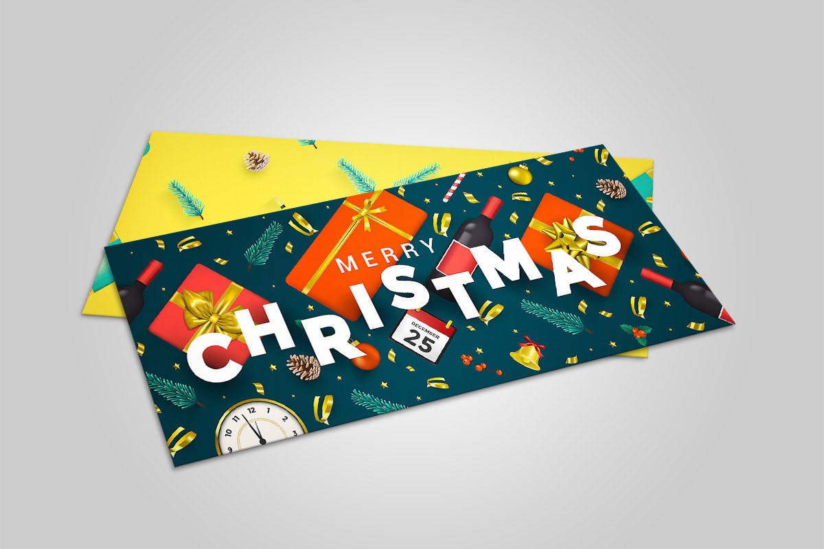 圣诞节&新年祝福主题贺卡设计模板v2 Merry Christmas and Happy New Year greeting cards插图(2)