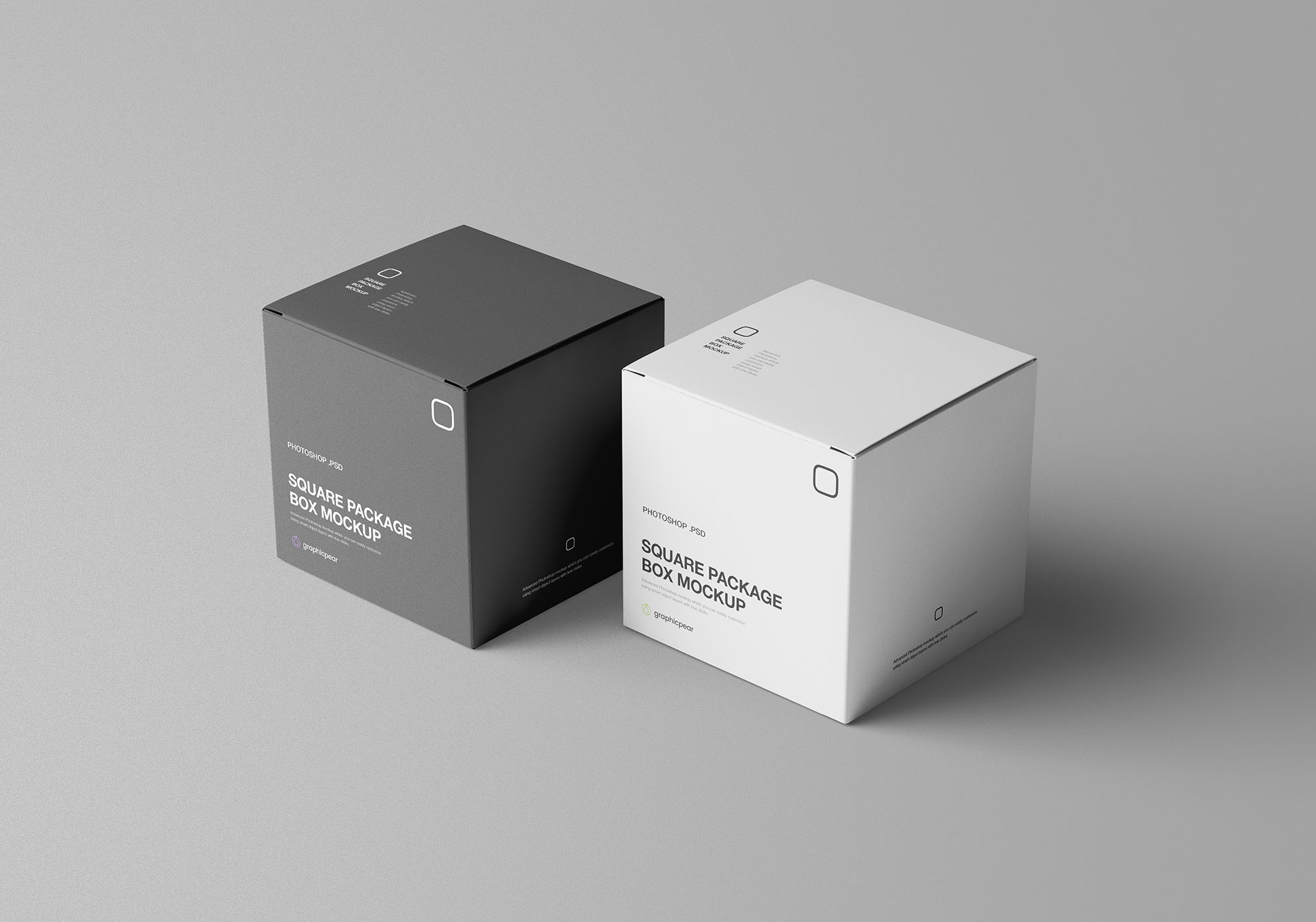 方形包装盒设计效果图样机模板 Square Package Box Mockup插图(3)
