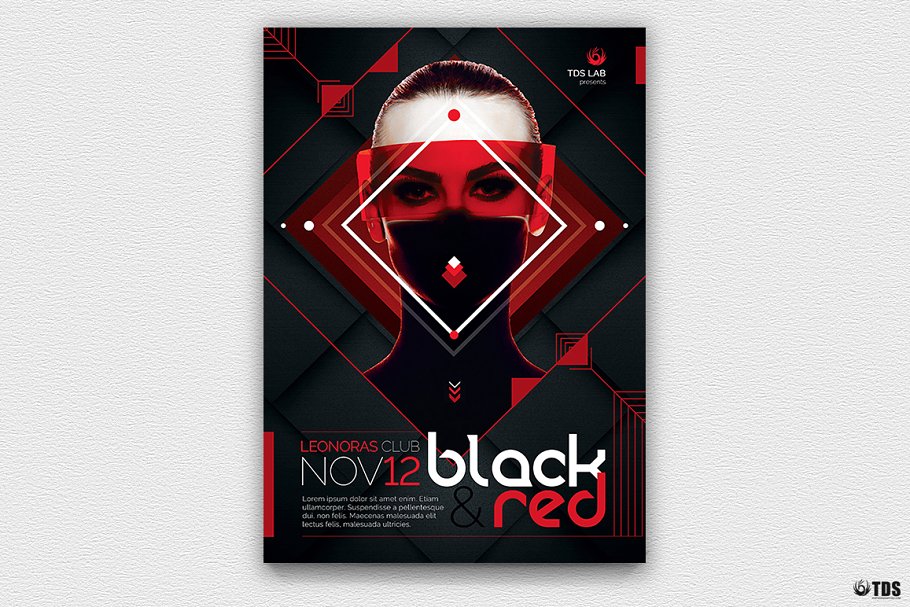 多用途炫酷红黑主题宣传海报模板 Black and Red Flyer PSD V4插图(1)