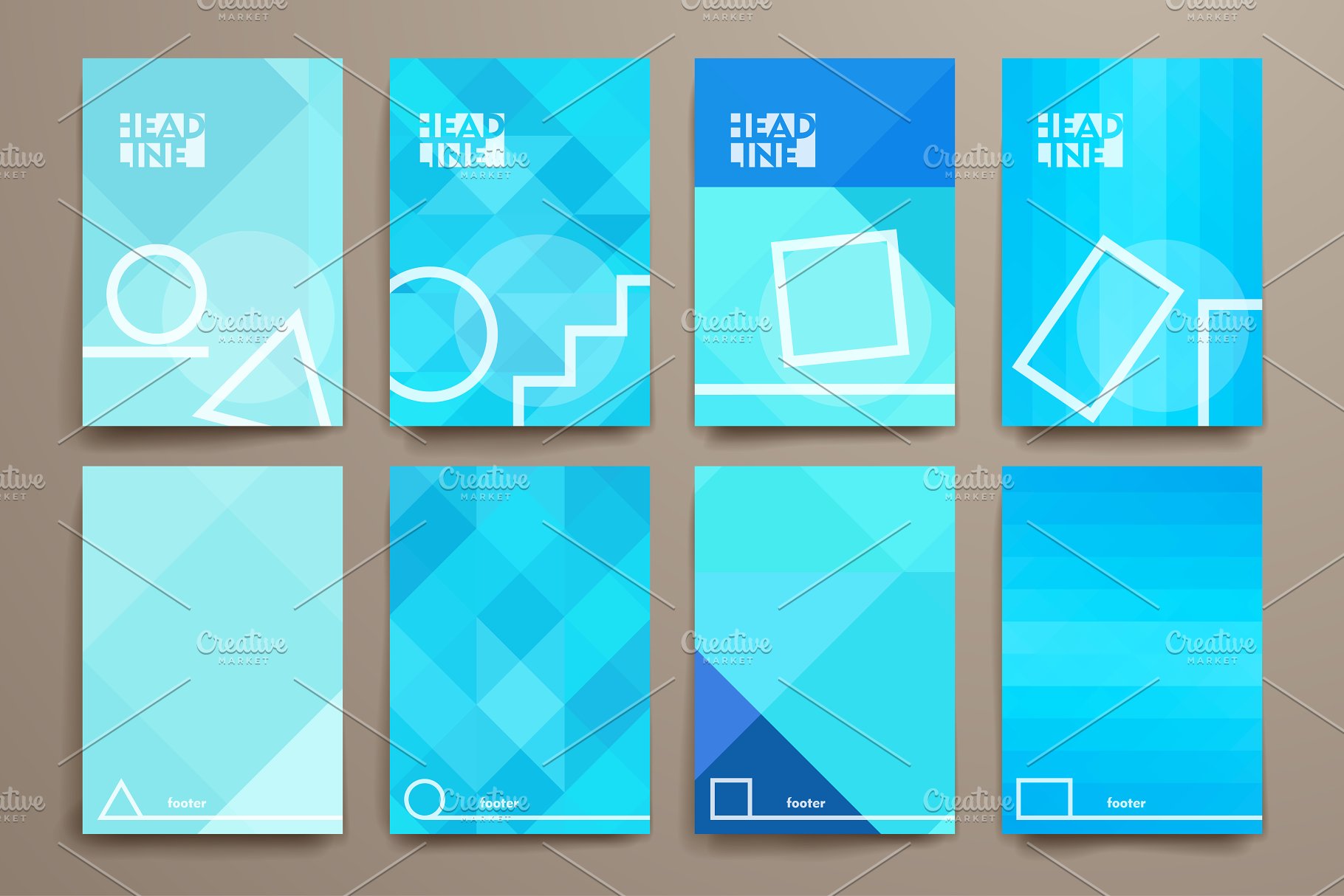 几何图形背景画册模板合集 Big Pack Geometrical Brochures插图(3)