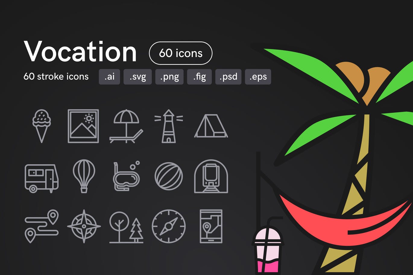 60枚职业职场相关矢量图标素材 Vocation Icons (60 Icons)插图