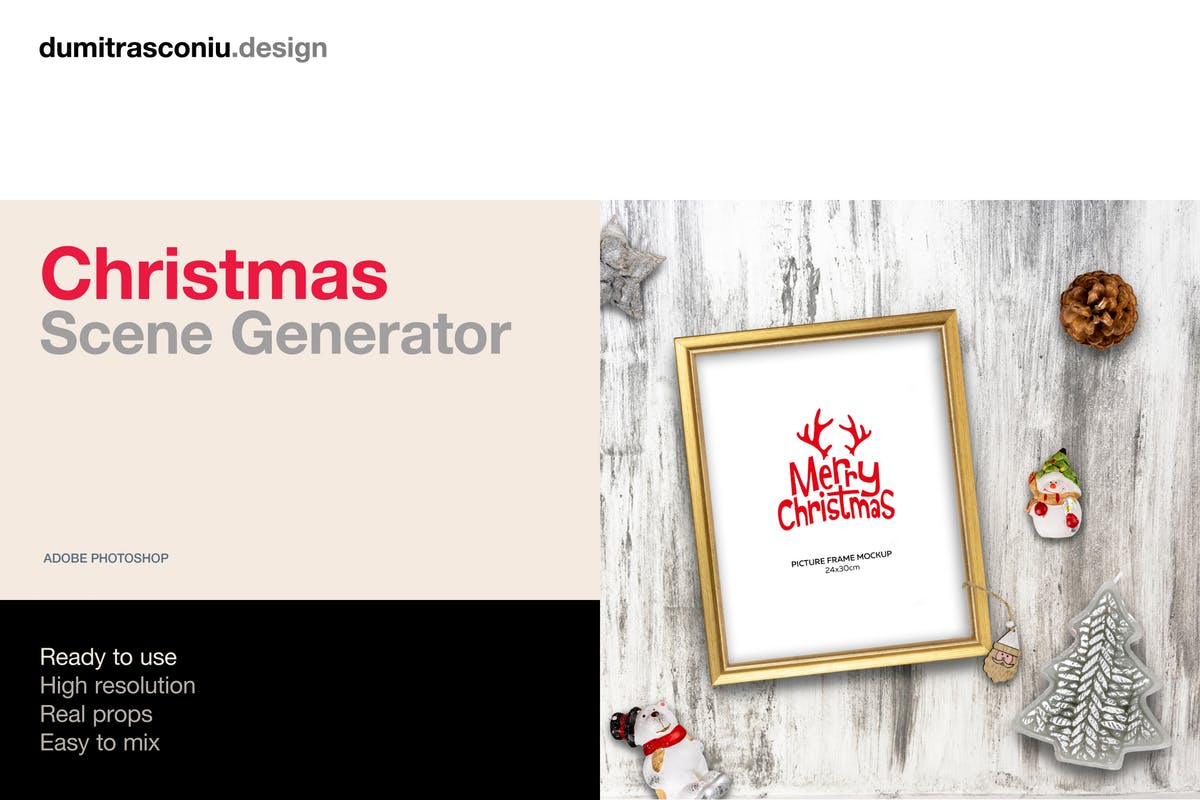 圣诞节节日精美贺卡场景样机 Christmas Scene Generator插图
