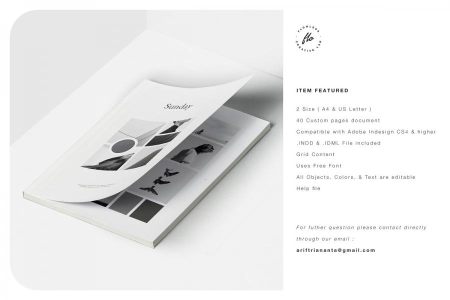 SUNDAY时尚黑白摄影图册设计模板插图(5)