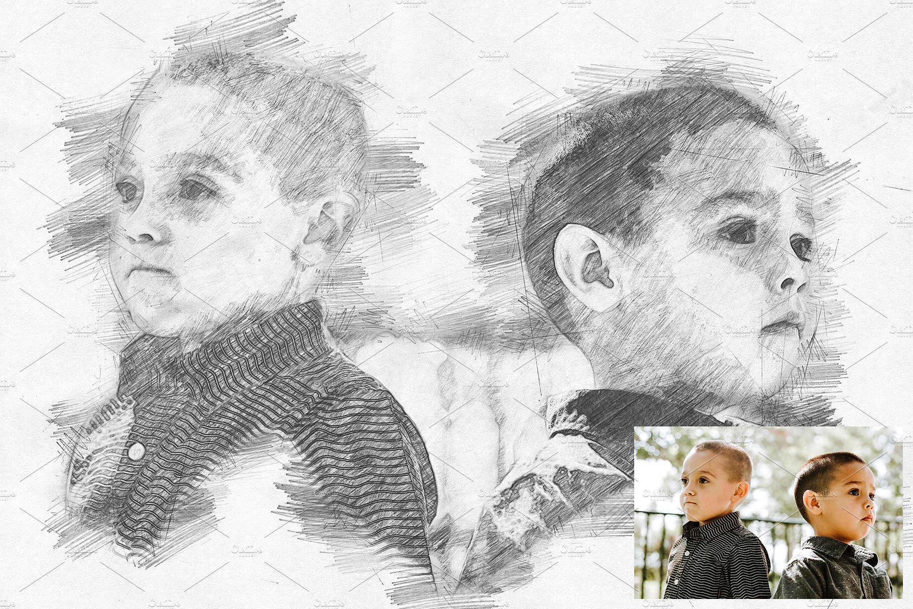 高品质铅笔素描效果的PS动作 Pencil Sketch Photoshop Action [atn]插图(4)