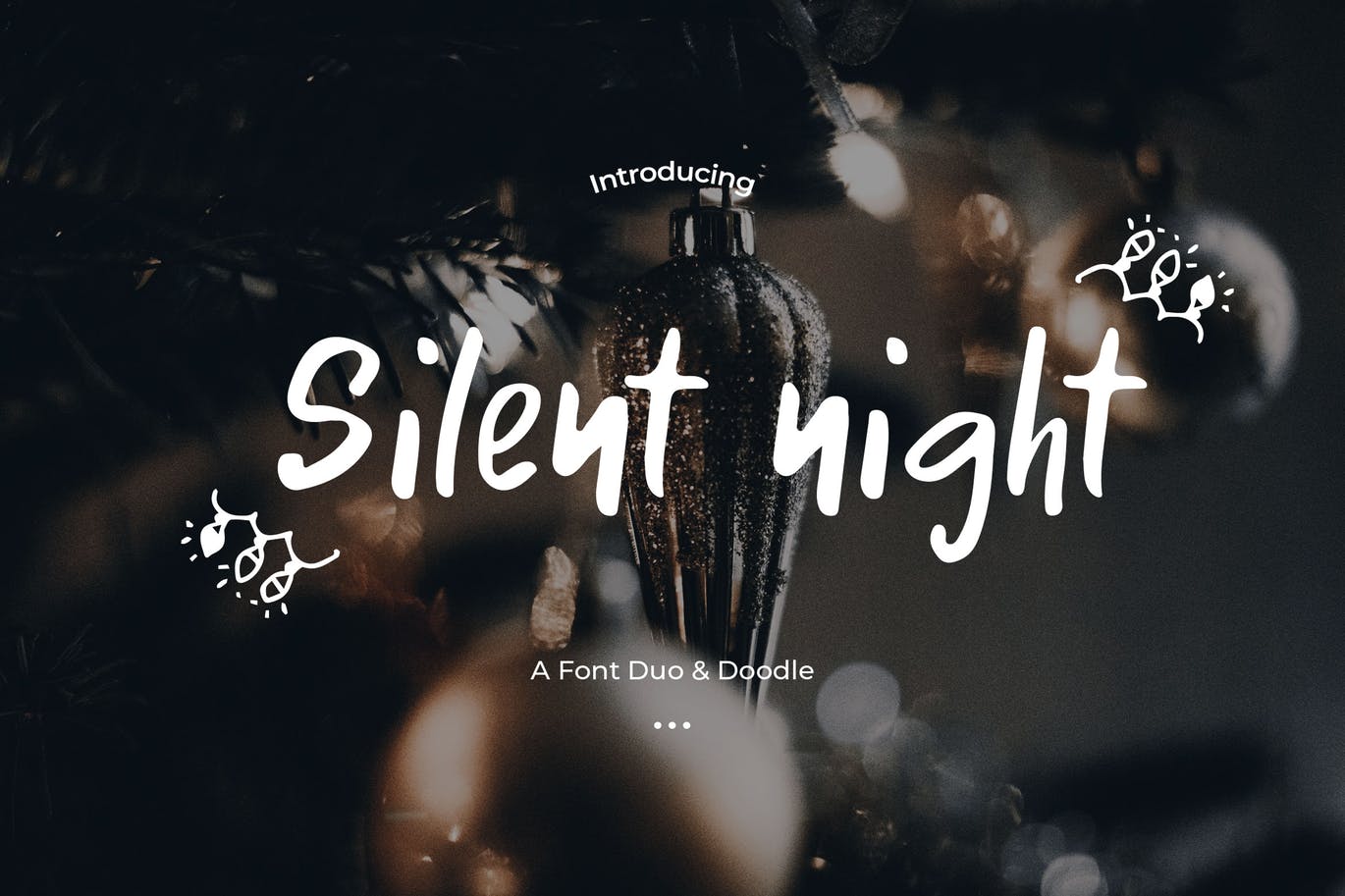 英文二重奏手写字体&圣诞节涂鸦设计素材 Silent night – Font Duo & Doodle插图