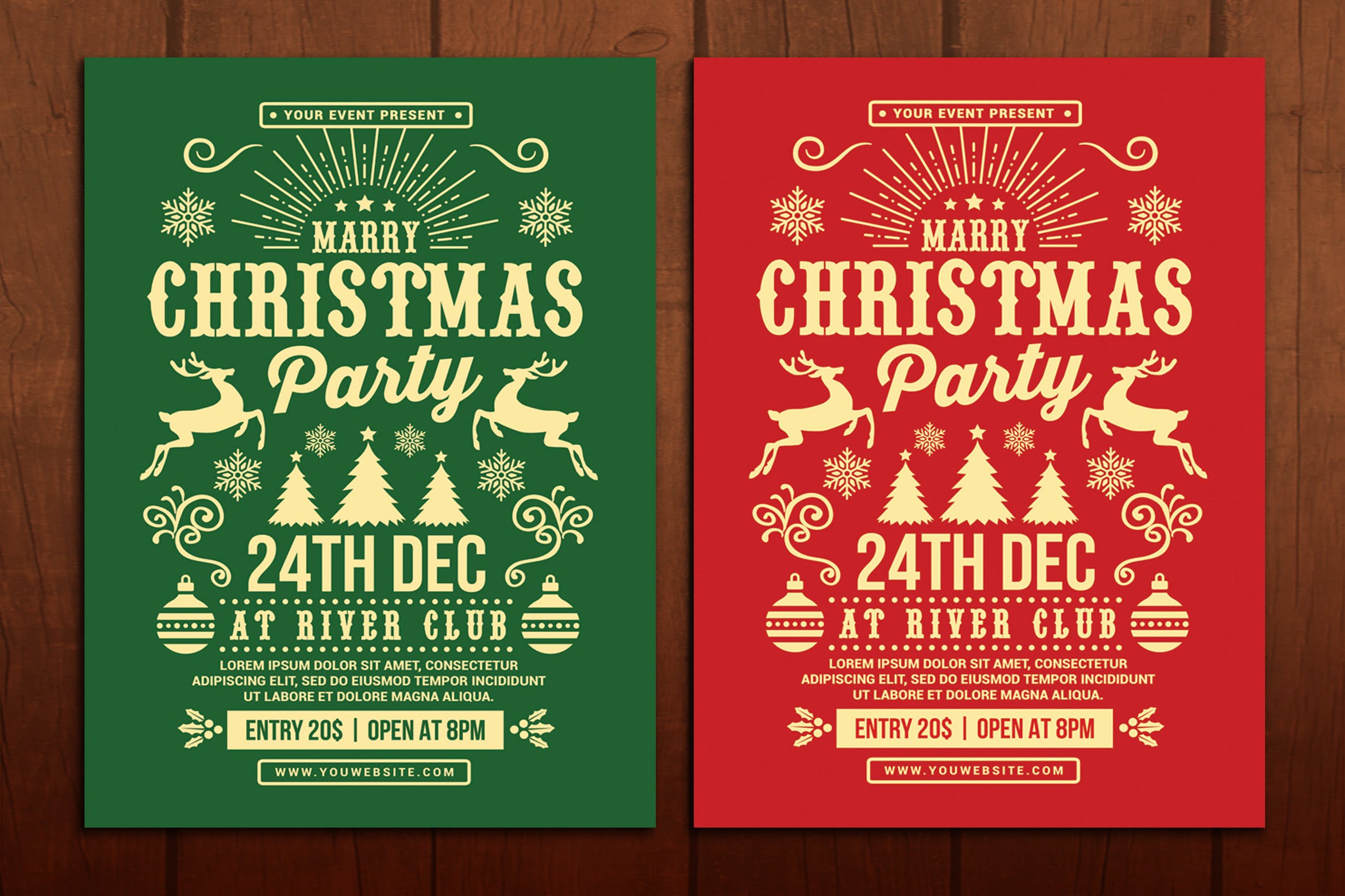 2019年圣诞节活动派对海报传单设计模板 Christmas Party Flyer插图