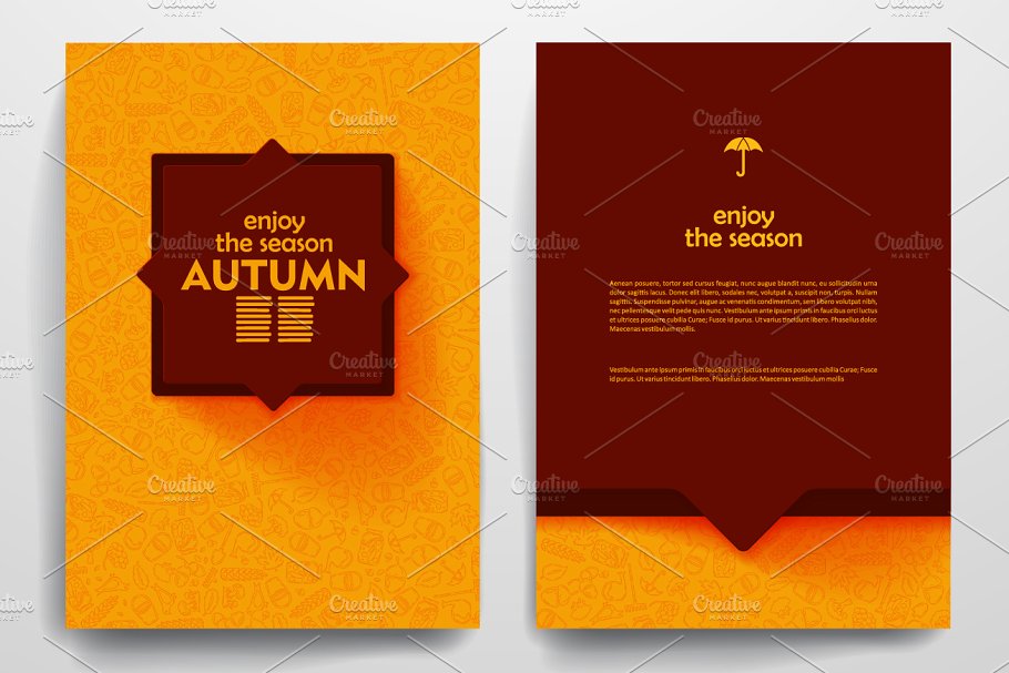 秋天果实丰收季节主题小册子模板 Autumn brochures插图(1)