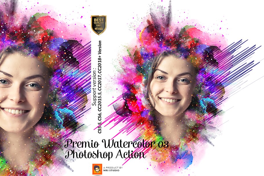创意时尚的预调水彩效果的PS动作 Premio Watercolor Photoshop Action [atn]插图