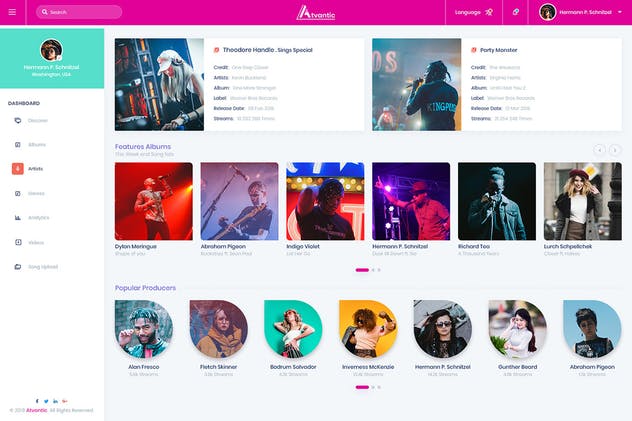 音乐发布管理APP软件应用后台UI套件 Atvantic – Music App Admin Dashboard UI Kit插图(4)