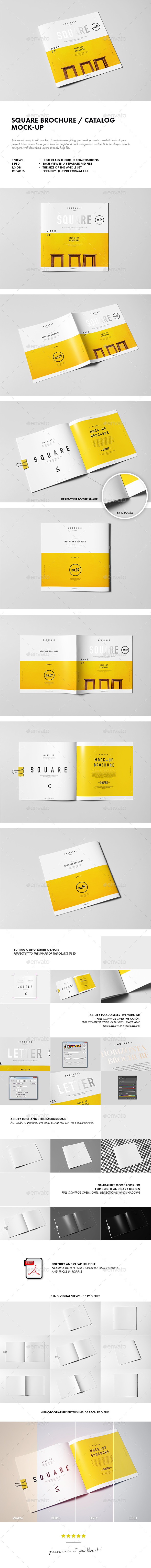 方形宣传小册样机 Square Brochure Catalog Booklet插图