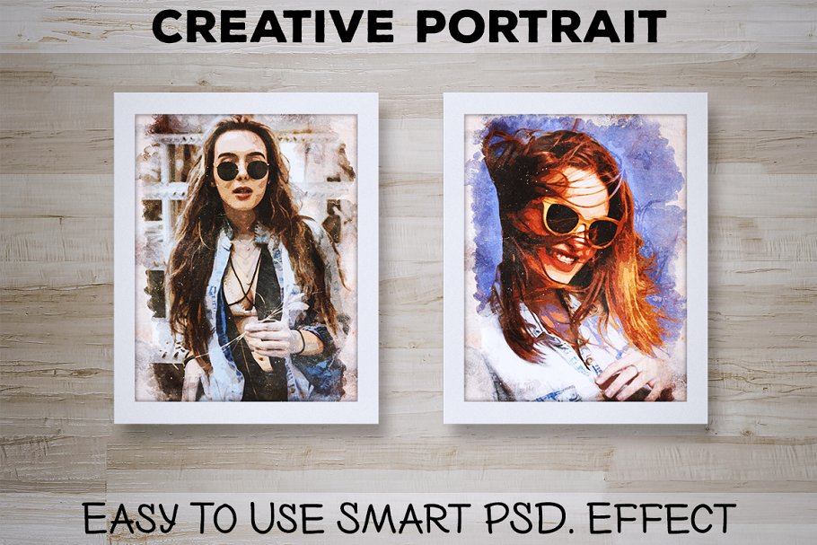 创意人像油画效果PS动作 Creative Portrait: Smart PSD. Effect插图