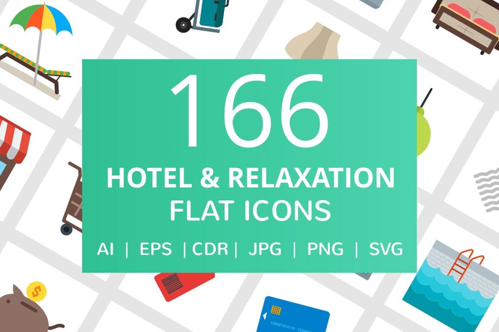 166枚旅行酒店购物主题扁平化矢量图标下载[PNG,EPS,JPG,AI,SVG ]插图