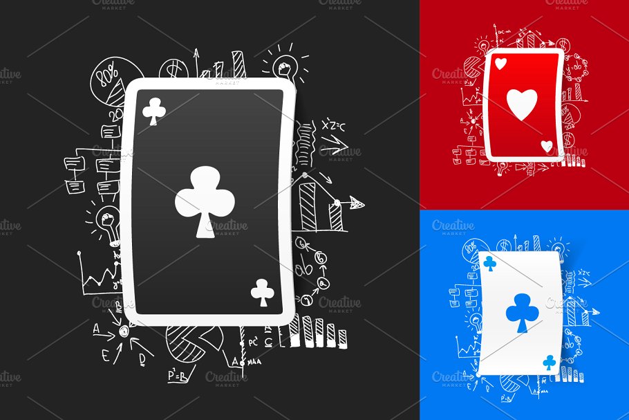 9款纸质扑克牌贴纸&手绘的商业公式 9 PLAYING CARD STICKERS插图
