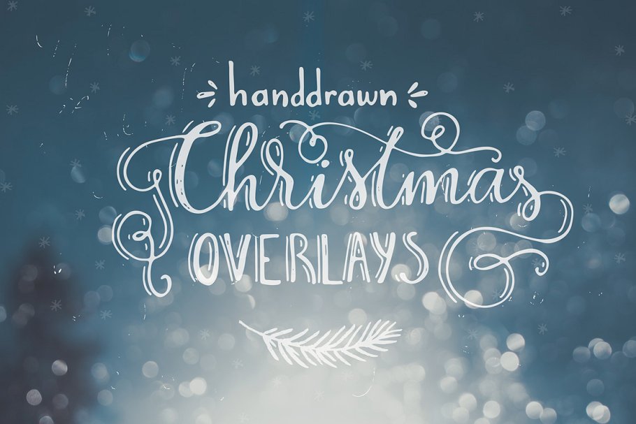 手绘圣诞照片加工叠层素材 Handdrawn Christmas Photo Overlays插图