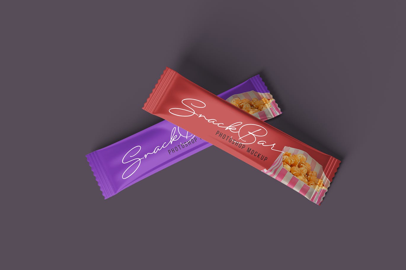 能量巧克力条包装袋设计样机模板 Snack Bar Packaging Mockups插图(1)