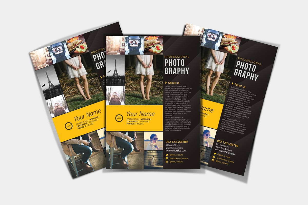 摄影师/摄影服务宣传海报设计模板 Professional Photography Flyer插图