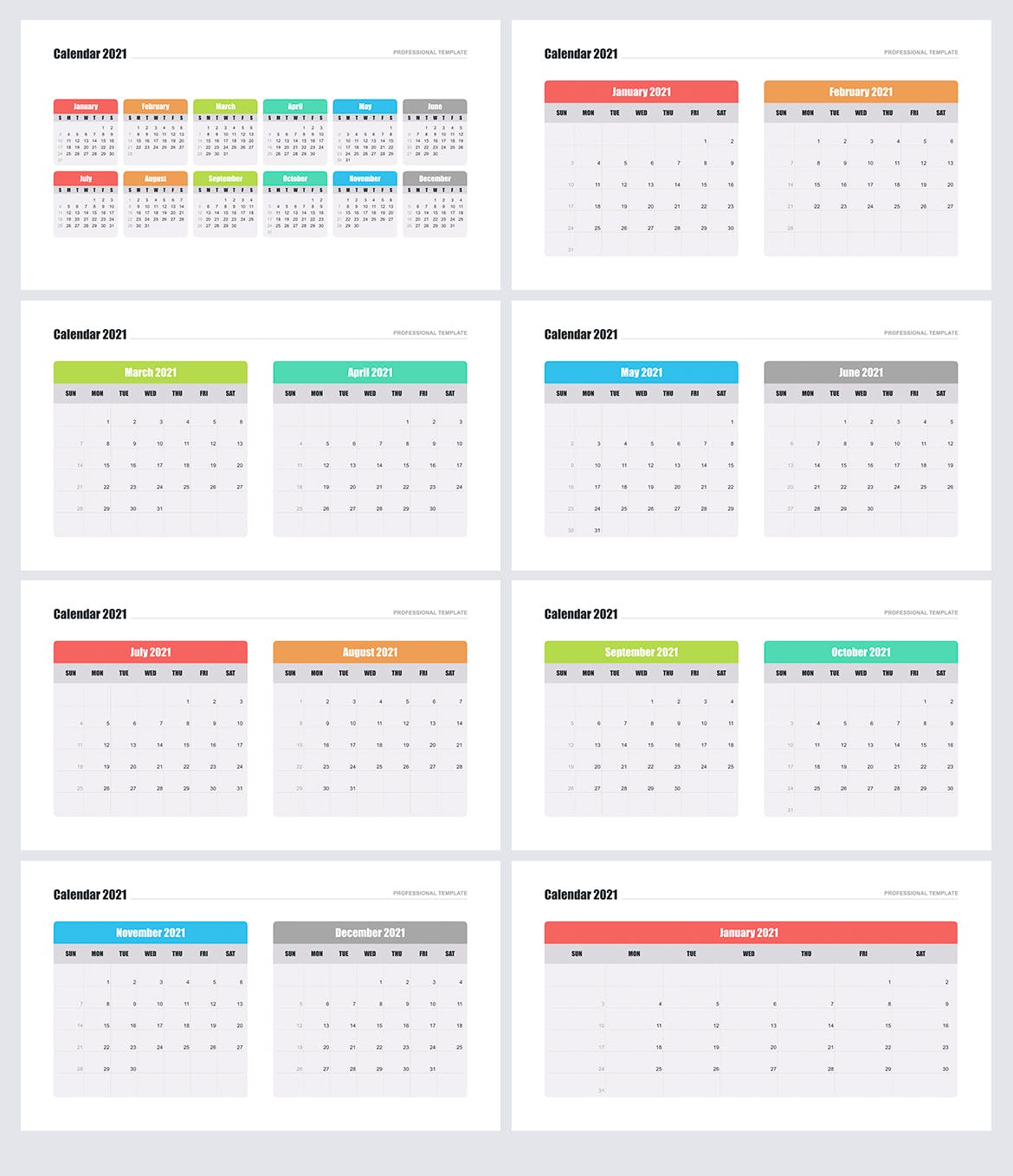 2021年年历设计Keynote幻灯片模板 Calendar 2021 for Keynote插图(1)