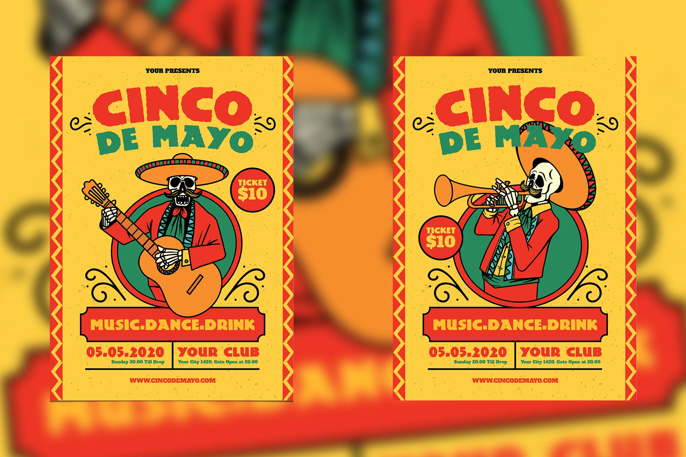 墨西哥五月五日文化节活动海报传单设计模板 Cinco De Mayo Celebration插图