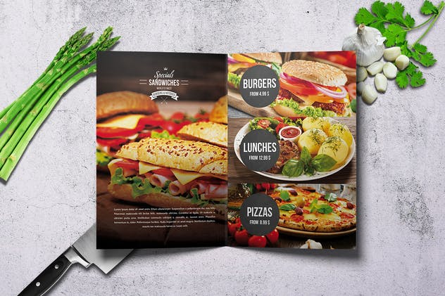 对折页高级餐厅菜单模板设计 Chef’s Bifold Restaurant Menu – A4 &US Letter 12p插图(4)