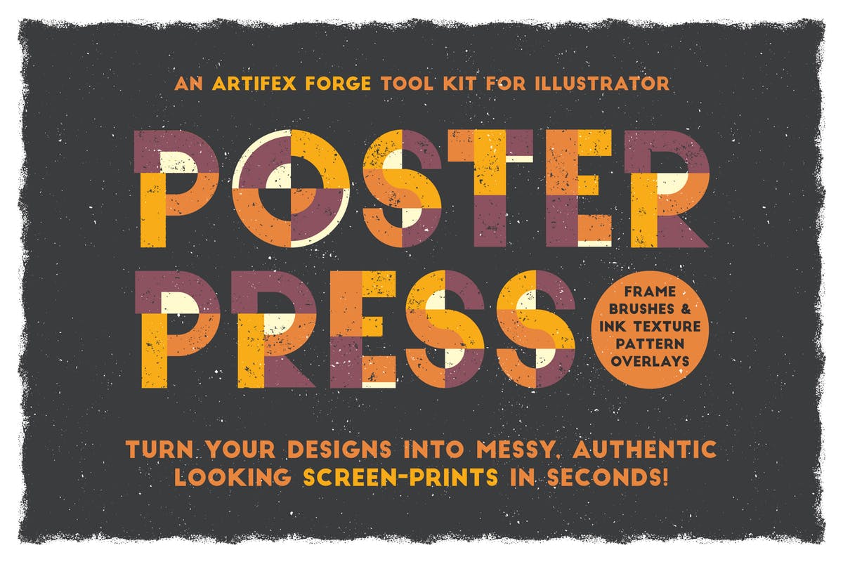 海报油墨印刷添加杂色效果AI图层样式 Poster Press – Screen-Print Creator插图